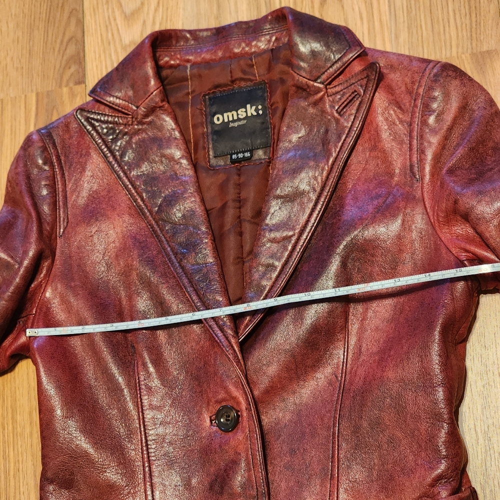 Omski; Imaginator Women's Burgundy Leather Jacket Vintage - Picture 9 of 9